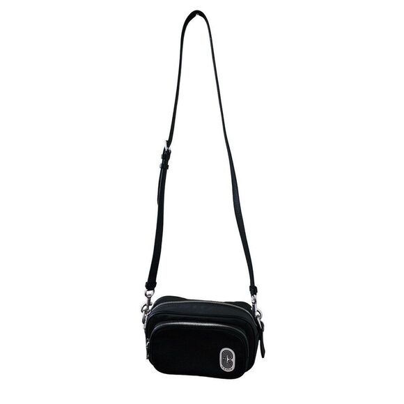 Coach Shoulder Bag Leather Nylon Black Unisex - Picture 1 of 9
